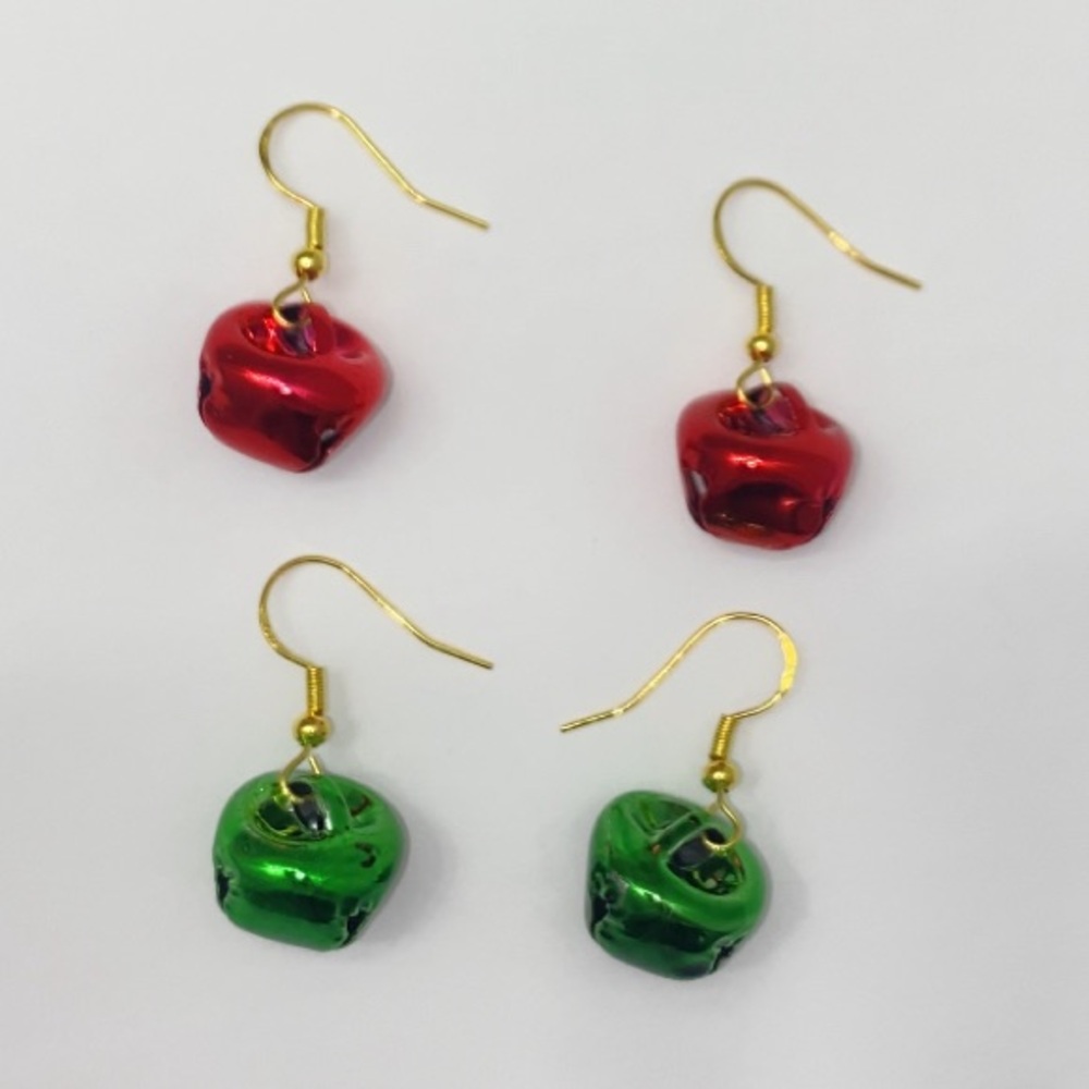 Christmas Earrings Set | Jingle Bell Earrings | Red & Green | 2 Pairs ❤️💚🔔